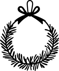 Minimalist Vector Christmas Wreath with Bow Design