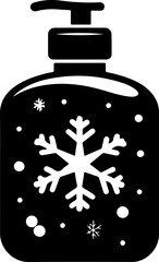 Obraz premium Black Bottle with Snowflake Design for Liquid Soap