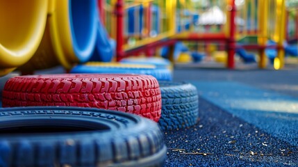 Rubber tires in the playground