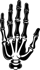 Black and White Skeleton Hand Illustration