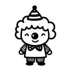 cute clown cartoon doodle hand drawn vector illustration template design