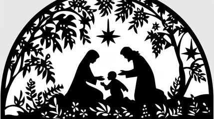 silhouette of a family