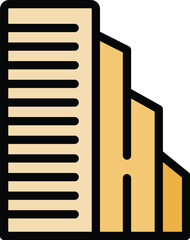 Stylized architectural drawing of a modern building featuring a facade with cascading terraces