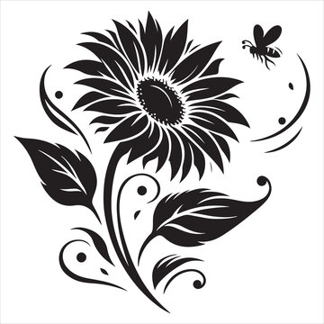 recommend clip art: sunflower black Silhouette vector