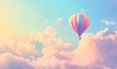 Fototapeta premium Colorful hot air balloon in pastel sky