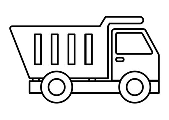 Dump ruck clip art. Outline design for kids drawing and coloring. Vector illustration.