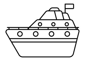 Ship boat clip art. Outline design for kids drawing and coloring. Vector illustration.