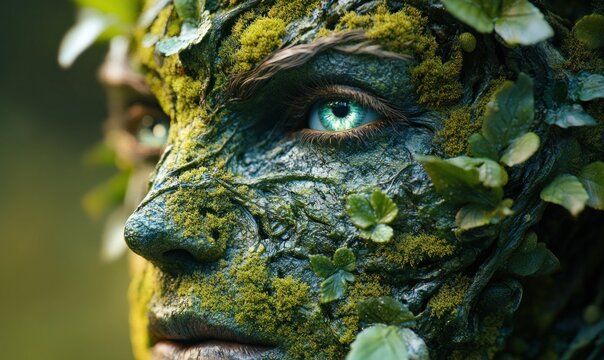 Mystical Nature-Inspired Face Close-Up