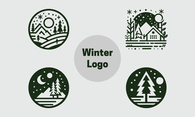 Set of Winter logo design vector illustration. Winter logo collection.