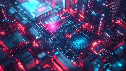 Fototapeta premium Cyberpunk-style 3D network pattern for social media posts and mobile apps, featuring futuristic design elements. 