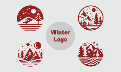 Winter icon set vector template