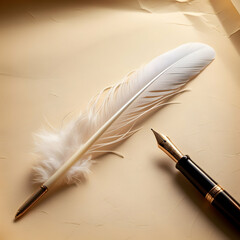feather pen and ink