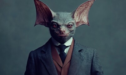 Human-bat hybrid in suit