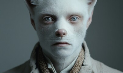 Anthropomorphic Cat Figure in Vintage Attire