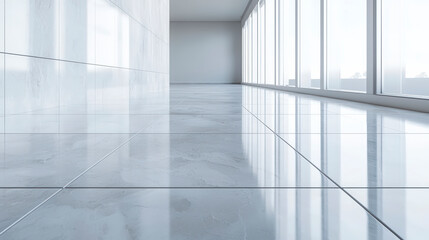 Obraz premium Glossy Floor Tile On Smooth Gray Surface .