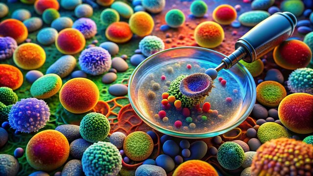 Bacterial Sarcina Under Microscope: Unique Cocci Arrangement in a Microbial Culture Sample