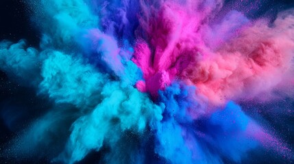 Fototapeta premium Colorful powder explosion on a black background.