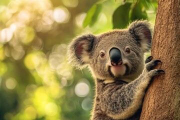 Fototapeta premium Photogenic Koala looking at the camera ,generative ai