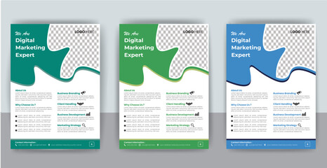 Flyer Template Layout Design. Digital Marketing Agency Flyer, Business Marketing Flyer Set ,corporate Business Flyer Template Design