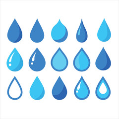 Black Silhouette Water Drop Vector Illustration.