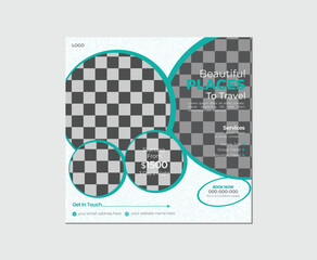 world travel social media post design template