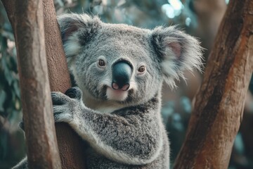 Obraz premium Photogenic Koala looking at the camera ,generative ai