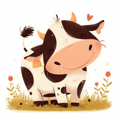 cute flat cartoon cow