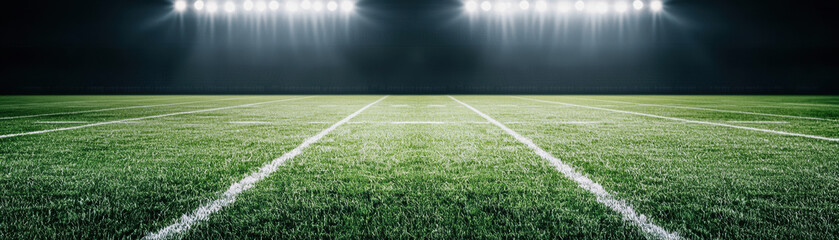 Obraz premium A football field with a bright light shining on it