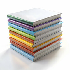 blank color stack books on white background