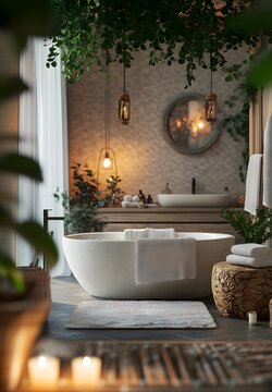 85. A luxurious spa treatment setup in a cozy bathroom