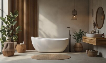 Modern Minimalist Bathroom with Indoor Plants