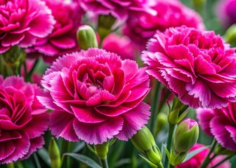 Obraz premium Beautiful pink carnation flowers in full bloom, perfect for floral arrangements and nature photography