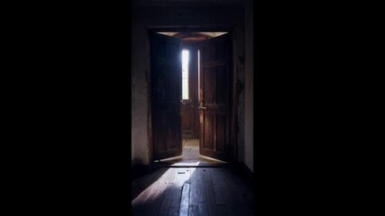 vertical video Terrifying Door in a Haunted House with Creepy Light - Powered by Adobe