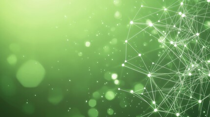 Abstract Green Background with Interconnected White Nodes