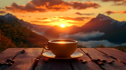 Sunrise Coffee with Mountain View - Relaxing Morning