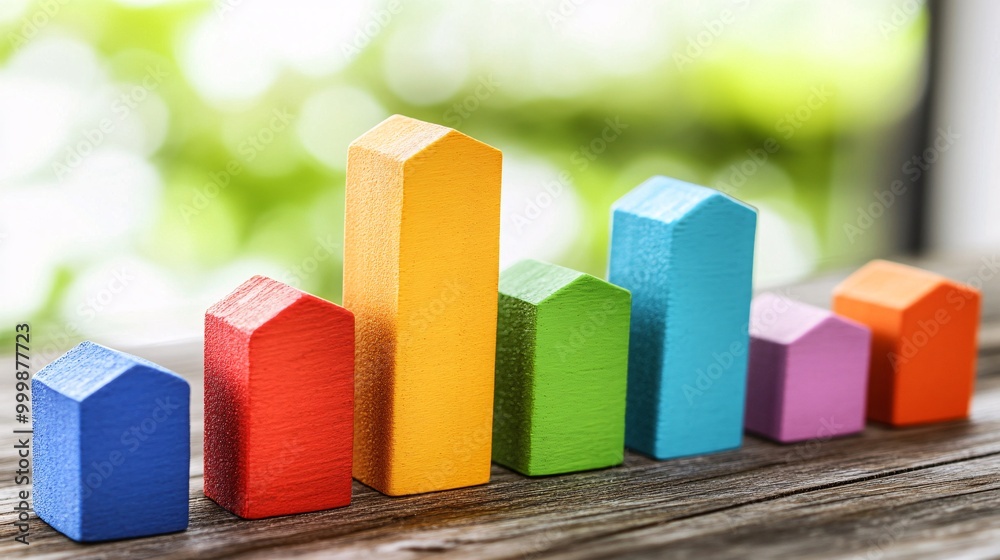Poster dynamic 3d graph bars in bright colors climbing sharply to the top symbolizing rapid business growth