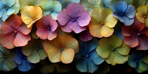 A vibrant tapestry of delicate flower petals, showcasing a spectrum of colors and intricate textures, creating a captivating and mesmerizing visual experience.