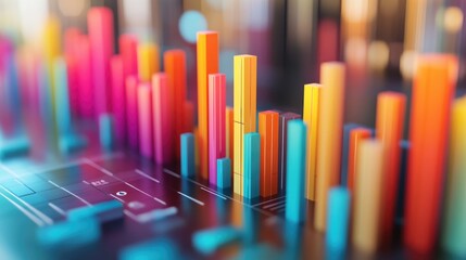 A 3D column chart showcasing revenue comparisons between multiple companies, with vibrant colors and clear labels emphasizing key performance indicators.