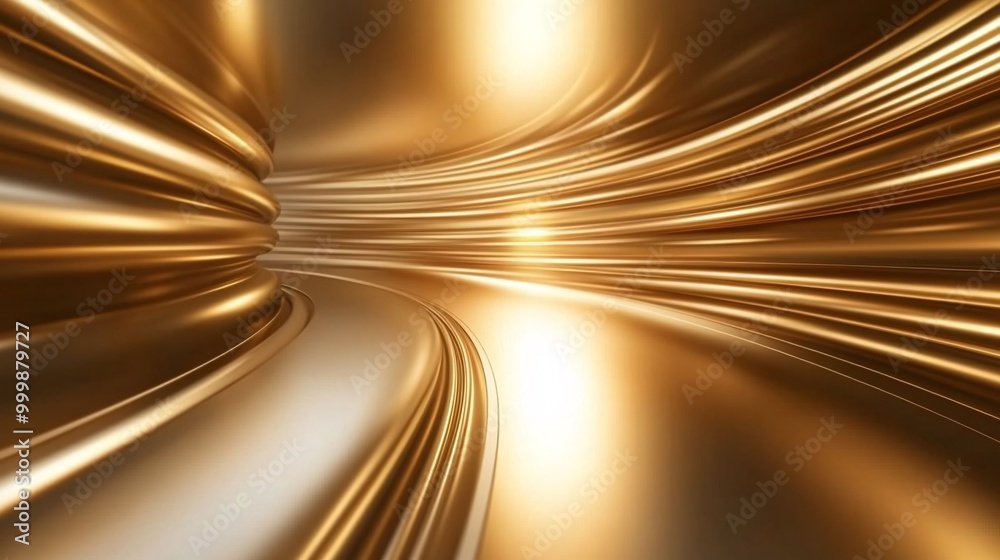 Poster Abstract 3D wave of golden arrows flowing upward and forward symbolizing momentum and progress in life and business Large space for text in center Stock Photo with copy space