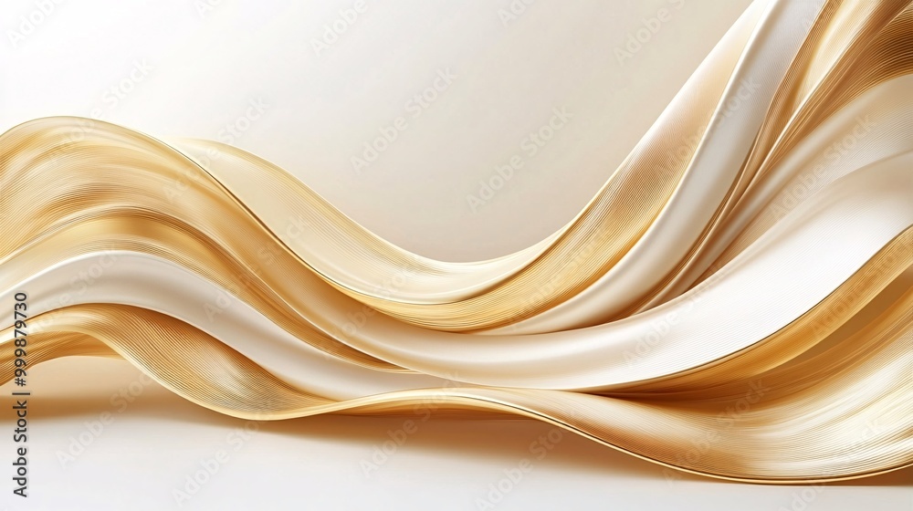 Poster Abstract 3D wave of golden arrows flowing upward and forward symbolizing momentum and progress in life and business Large space for text in center Stock Photo with copy space