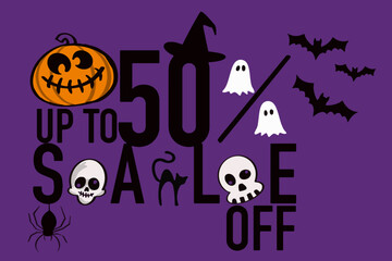50 % up to off vector discount halloween 