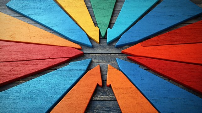 3D business concept of arrows converging to the top symbolizing synergy and focused effort towards a common goal Large space for text in center Stock Photo with copy space