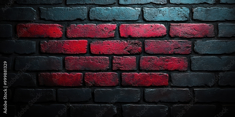 Aufkleber a textured dark brick wall with a glowing red pattern, suggesting a hidden message or a secret pathw