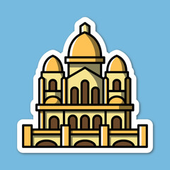 castle editable cartoon style sticker vector	