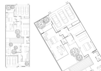 Floor plan designed building on the drawing.