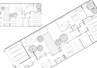 Floor plan designed building on the drawing.