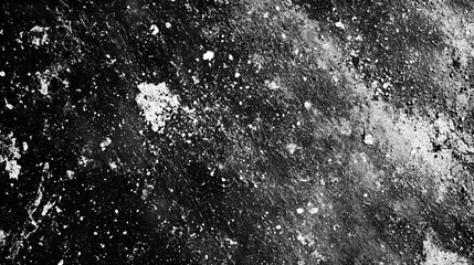 Abstract textured surface with various splatters, scratches, and patterns captured under low light conditions