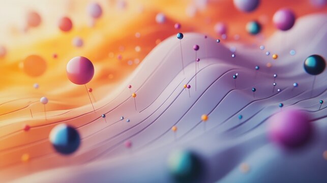 A close-up of a 3D scatter plot representing various data points, with a focus on different colors and shapes to distinguish between categories.