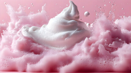Fototapeta premium Pink and White Foam Explodes in Slow Motion