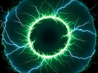 Electricity crackles through a glowing green lightning frame, surrounding a plasma portal of infinite depth